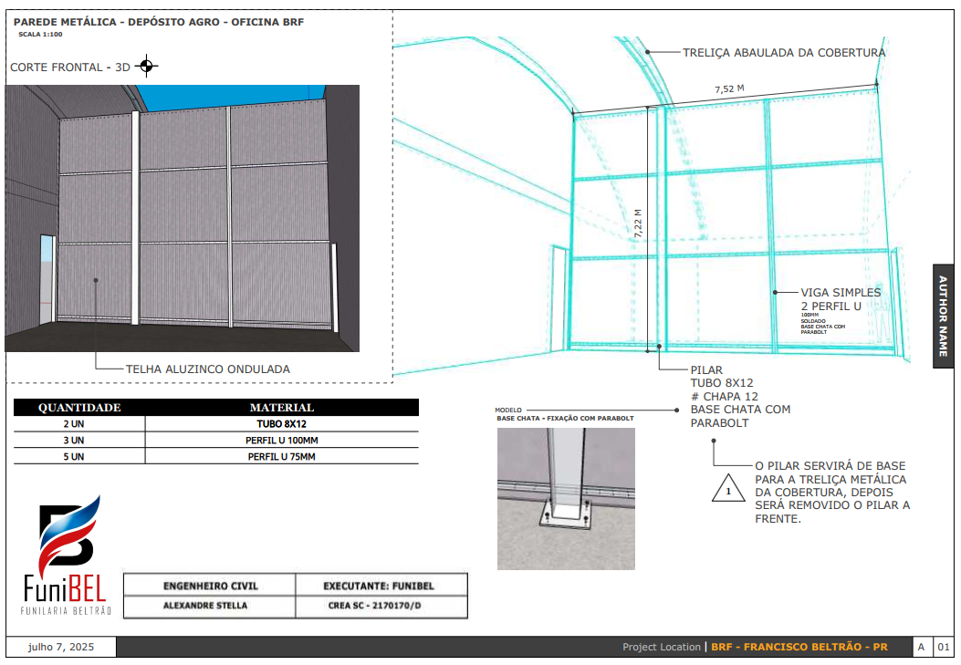 Fechamento lateral e parede metálica